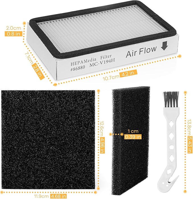 2Pack 86880 Exhaust Filters + 2Pack 81002 Sponge Motor Safety Filters Compatible With Kenmore Vacuum Models BC4040, 81414, BC2005, BC3060, BC3002, BC4002, 20-86880, 20-81002