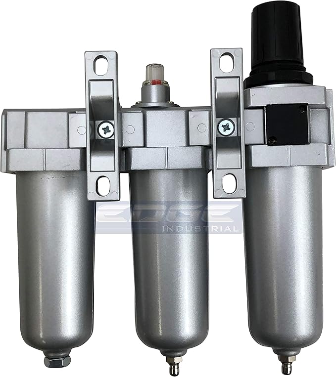 3 STAGE, HEAVY DUTY INDUSTRIAL GRADE FILTER REGULATOR COALESCING DESICCANT DRYER SYSTEM FOR COMPRESSED AIR LINES, METAL BOWLS, GREAT FOR PAINT SPRAY AND PLASMA CUTTER (1/2" NPT, MANUAL DRAIN)