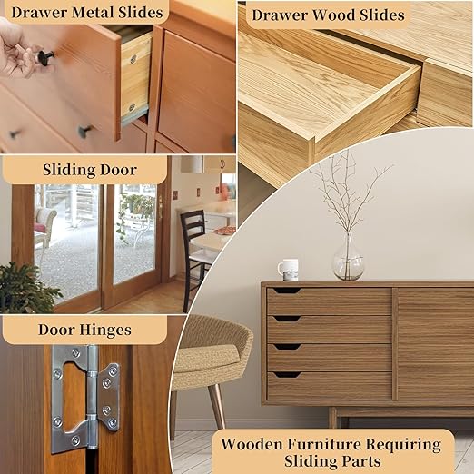 Wood Drawer Wax Lubricant Paste Door Lubricant Wear-Resistant Eliminate Sticking Noise Loosen Drawer Slide Grease for Wood Furniture, Window Track, Sliding Glass Doors, Hinges, 1 oz 1-Pack