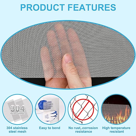 32 Pcs 13x9 (33cmx23cm) 20 Mesh 304 Stainless Steel Wire Mesh Sheet, Rustproof Metal Mesh Sheet Screen for DIY Crafts, Vent Covers, Garden Fencing, Window Protection & Industrial Filters