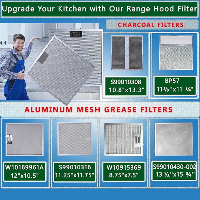 2-Pack Upgraded WA0575 Range Hood Filters Replacement With Stainless Latch 5-Layer Aluminum Mesh Fit for Vissani 30-inch Pyramid or WA0575 Wall Mount Range Hood Grease Filter by Size 14 3/8"x13 1/2"