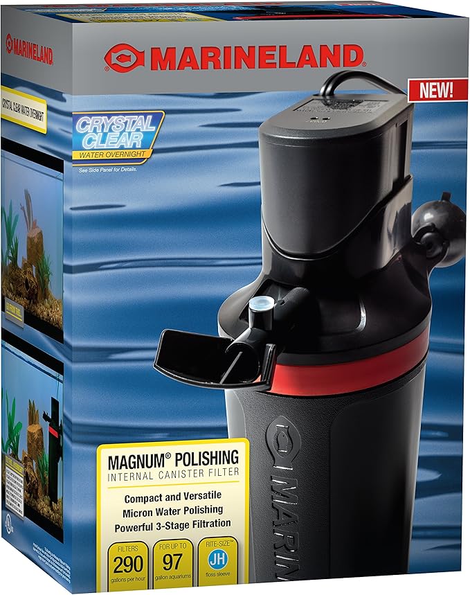 MarineLand Magnum Polishing Internal Canister Filter, for Aquariums Up to 97 Gallons, 10.5 in (ML90770) (Pack of 4)