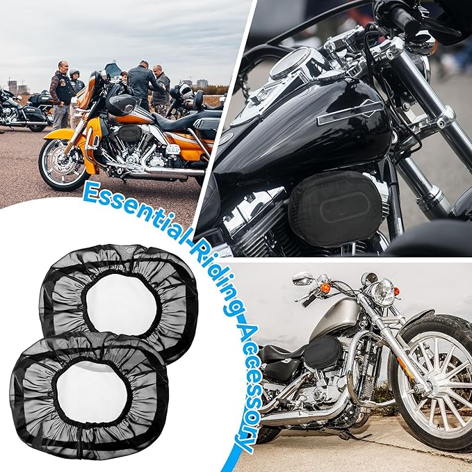 Meonum 2 Pack Air Filter Waterproof Rain Sock Covers, Compatible with Harley 114 Road King/Touring/FLHR/FLHX/Dyna/Softail, Air Cleaner Dustproof Protective Wraps Covers