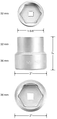 OEMTOOLS 25421 32mm and 36mm Double Female Oil Filter Socket, 3/8 Inch Drive, Fits Some Chevy, VW, BMW, Porsche, Audi Engines, 6 Flat Sides