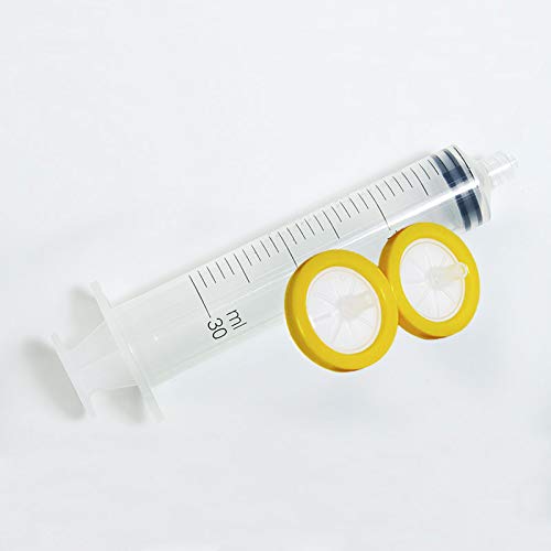 LINKTOR Syringe Filter PES (Polyethersulfone) Hydrophilic Filtration, General Luer Taper 25mm Diameter 0.22 um Pore Size Non Sterile, Pack of 20 (Pack of 20, 0.22μm PES)