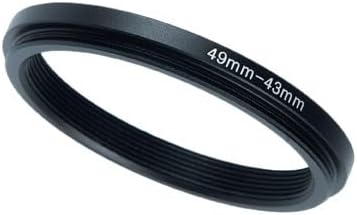 YAMAFOO 49mm to 43mm Step-Up Ring/Step Down Rings Filter Adapter for All Brands UV ND CPL Metal Ring Step-Up Rings Adapter Filter,Black(49-43)
