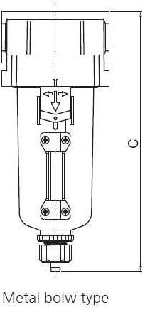 PneumaticPlus SAF300-N03B-MEP Compressed Air Particulate Filter 3/8" NPT, 10 Micron Element, Metal Bowl, Manual Drain, Bracket