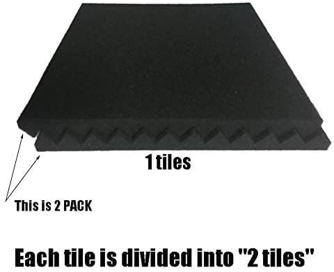 96 Pack Allxinlog Absorb the echo Acoustic Foam Panel Wedge Studio Soundproofing Wall Tiles 12" X 12" X 1" (48RED+48BLACK)
