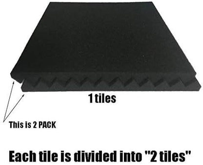 96 Pack Allxinlog Absorb the echo Acoustic Foam Panel Wedge Studio Soundproofing Wall Tiles 12" X 12" X 1" (48RED+48BLACK)
