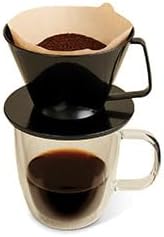 Fino Pour-Over Coffee Brewing Filter Cone, Number 1-Size, Black, Brews 1 to 2-Servings, Set of 2
