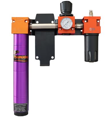120 CFM, Tsunami 3/4" NPT Industrial Combination Water Separator Particulate Filter, Air Pressure Regulator & Lubricator Oiler