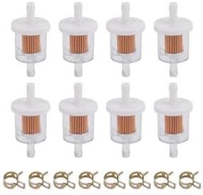 Tvent 1/4" Fuel Filter 691035 493629 for brigs and straton with Fuel line Camp Replacement for Kawsaki 49019-0027 49019-7001 845125 Motorcycle Motor Lawn Tractor Mower (Pack of 8)