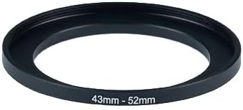 YAMAFOO 43mm to 52mm Step-Up Ring/Step Down Rings Filter Adapter for All Brands UV ND CPL Metal Ring Step-Up Rings Adapter Filter,Black (43-52)