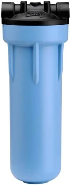 IPW Industries Inc. 150542 Standard Filter Housing, 3/4" NPT #10 Opaque Water Filter Housing with Mounting Bracket Cap and Pressure Relief Button, 10-Inch, Black/Blue
