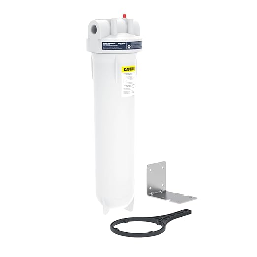 Whirlpool 20" x 4.5" Whole House Water Filter Housing, NSF Certified System for Sediment Carbon Filter, Home Pre-Filtration for Well and City Water, 1" Port with Pressure Relief, Filter Not Included