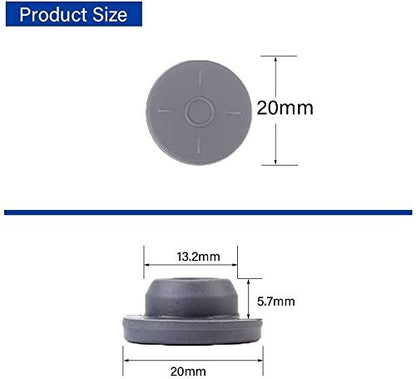 [64 pcs Synthetic Filter Paper Stickers (20mm Diameter)]+[64 pcs Self Healing Injection Ports (20mm Vial Rubber Stop)]