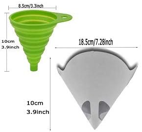 100PCS of Paper Paint Strainers with 100 μm Filter Tips and 1 PCS Stretch Silicone Funnel, Filter Tip Cone Shaped Nylon Mesh Funnel W/Hooks&paint resin filter