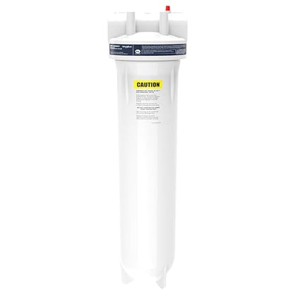 Whirlpool 20" x 4.5" Whole House Water Filter Housing, NSF Certified System for Sediment Carbon Filter, Home Pre-Filtration for Well and City Water, 1" Port with Pressure Relief, Filter Not Included