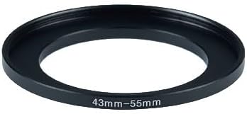 YAMAFOO 43mm to 55mm Step-Up Ring/Step Down Rings Filter Adapter for All Brands UV ND CPL Metal Ring Step-Up Rings Adapter Filter,Black (43-55)