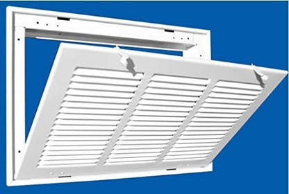 HVAC Premium 14" X 24 Steel Return Air Filter Grille for 1" Filter - Fixed Hinged - HVAC Duct Cover - Flat Stamped Face - White [Outer Dimensions: 16 5/8" X 26 5/8"]