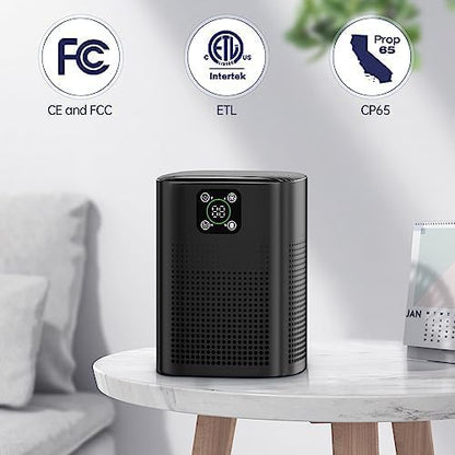 Air Purifiers for pets- Honeyuan H13 HEPA Air Purifier for home, Large Room, Coverage of 1095 sqft, Air purifiers with 360°Air Intake, 3 Fan Speeds, 3-Stage Filtration, 24db Sleep Mode, Black