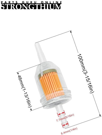 Strongthium 1/4" Inline Fuel Gas Filters with Magnet for Kawasaki Kohler Briggs & Stratton Lawn Mowers Small Tractors Tillers Garden Equipment Snowmobiles Go Karts 4 Pack