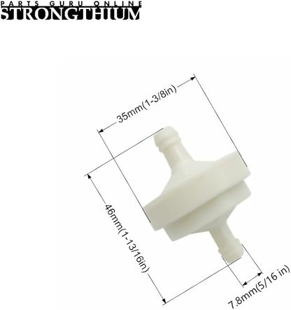 Strongthium Lawn Mower 1/4 Inch ID Inline Gas Fuel Filter Replacement for Briggs Stratton Craftsman Toro 394358s 56679 394358 394358B 7014359YP 56679MA x2 with Fuel Clamps x4