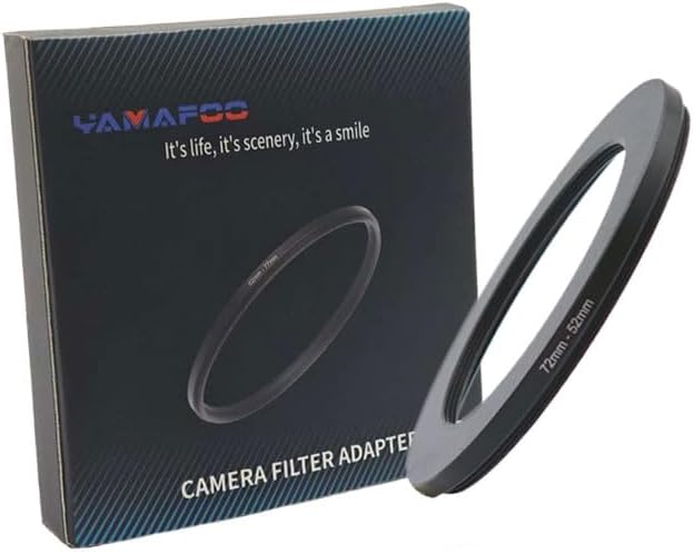 YAMAFOO 72mm to 52mm Step-Up Ring/Step Down Rings Filter Adapter for All Brands UV ND CPL Metal Ring Step-Up Rings Adapter Filter,Black (72-52)