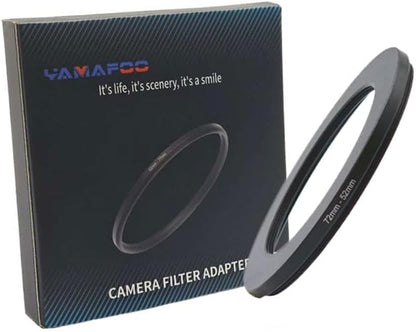 YAMAFOO 72mm to 52mm Step-Up Ring/Step Down Rings Filter Adapter for All Brands UV ND CPL Metal Ring Step-Up Rings Adapter Filter,Black (72-52)