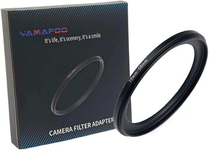 YAMAFOO 72mm to 58mm Step-Up Ring/Step Down Rings Filter Adapter for All Brands UV ND CPL Metal Ring Step-Up Rings Adapter Filter,Black (72-58)