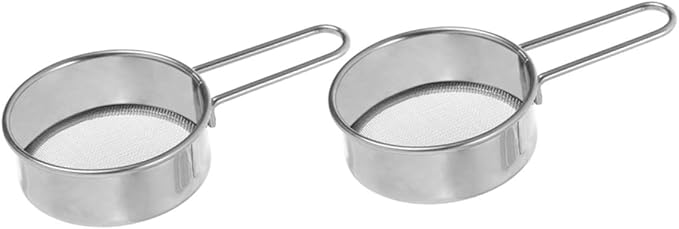 Luxshiny 2pcs Stainless Steel Flour Sieve with Hanging Ear Portable Rust Handheld Strainer for Baking Powdered Sugar Cocoa Almond Powder Kitchen Utensil for Home and Restaurant Use