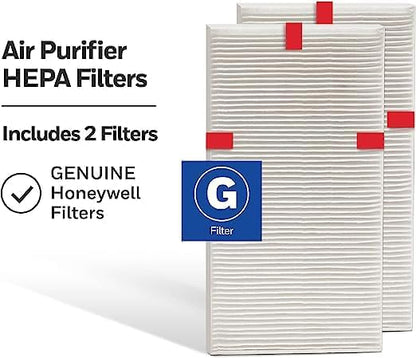 Honeywell Genuine HEPA Air Purifier Filter G, 2-Pack, Airborne Allergen Air Filter Targets Smoke, Pollen, Pet Dander, and Dust
