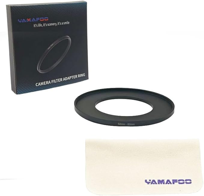 YAMAFOO 52mm to 82mm Step-Up Ring/Step Down Rings Filter Adapter for All Brands UV ND CPL Metal Ring Step-Up Rings Adapter Filter,Black (52-82)