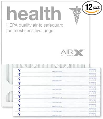 AIRx Filters 20x20x2 Air Filter MERV 13 Pleated HVAC AC Furnace Air Filter, Health 12-Pack, Made in the USA