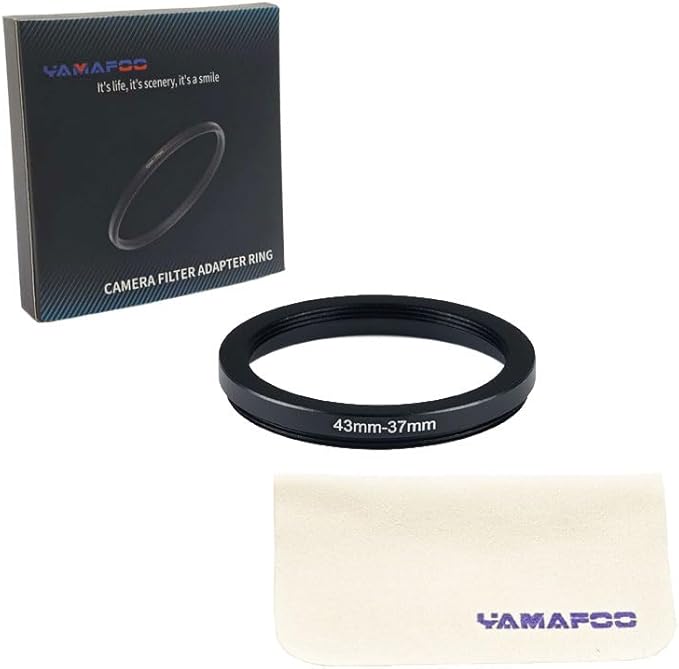 YAMAFOO 43mm to 37mm Step-Up Ring/Step Down Rings Filter Adapter for All Brands UV ND CPL Metal Ring Step-Up Rings Adapter Filter,Black (43-37)