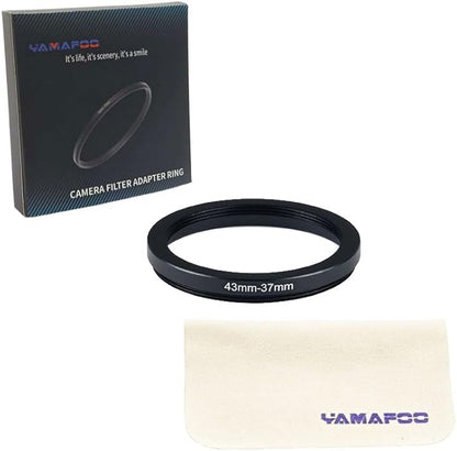 YAMAFOO 43mm to 37mm Step-Up Ring/Step Down Rings Filter Adapter for All Brands UV ND CPL Metal Ring Step-Up Rings Adapter Filter,Black (43-37)
