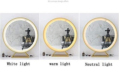 Mirrors LED Illuminated Bathroom Wall Mounted with Lights and Demister Pad Aluminum Bathroom Vanity Tabletop (Size : 60X70CM)
