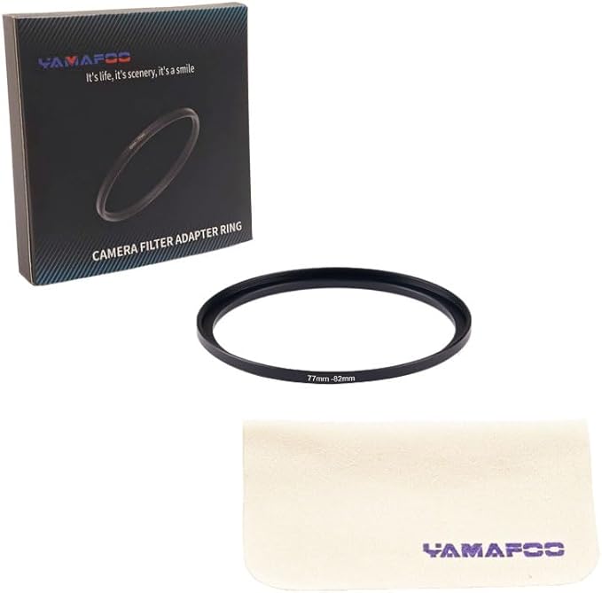 YAMAFOO 77mm to 82mm Step-Up Ring/Step Down Rings Filter Adapter for All Brands UV ND CPL Metal Ring Step-Up Rings Adapter Filter,Black (77-82)