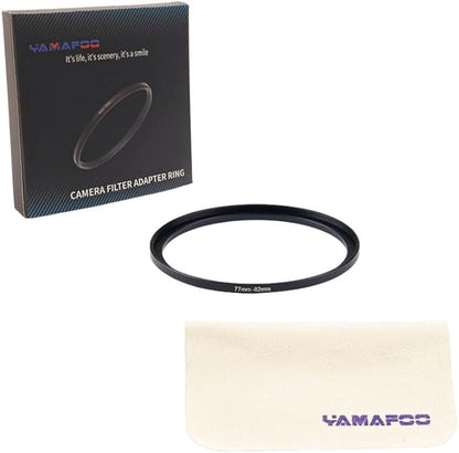 YAMAFOO 77mm to 82mm Step-Up Ring/Step Down Rings Filter Adapter for All Brands UV ND CPL Metal Ring Step-Up Rings Adapter Filter,Black (77-82)