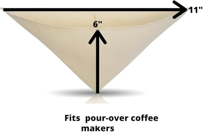 Pour Over Reusable Cloth Coffee Filter - Made in Canada of Hemp and Organic Cotton - Zero Waste, Eco-Friendly.