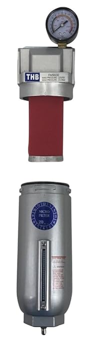 3/4" NPT Industrial Coalescing 0.01u Micron Filter Removes 99.98% of Oil, Moisture Vapor, Aerosols from Compressed Air Lines, 11oz Bowl, Manual Drain