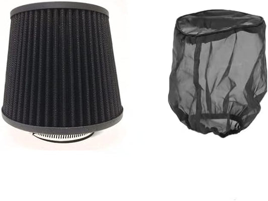 Black Cold Air Intake Cone Replacement Performance Washable Clamp-on Dry Filter with Sock Protective Cover Mesh Dustproof Bag (3")
