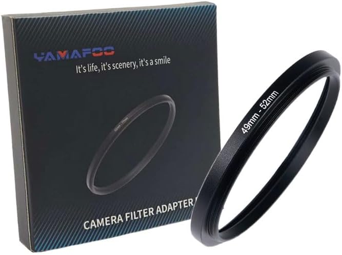 YAMAFOO 49mm to 52mm Step-Up Ring/Step Down Rings Filter Adapter for All Brands UV ND CPL Metal Ring Step-Up Rings Adapter Filter,Black (49-52)