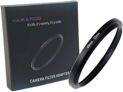 YAMAFOO 49mm to 52mm Step-Up Ring/Step Down Rings Filter Adapter for All Brands UV ND CPL Metal Ring Step-Up Rings Adapter Filter,Black (49-52)