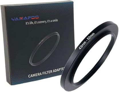 YAMAFOO 43mm to 52mm Step-Up Ring/Step Down Rings Filter Adapter for All Brands UV ND CPL Metal Ring Step-Up Rings Adapter Filter,Black (43-52)