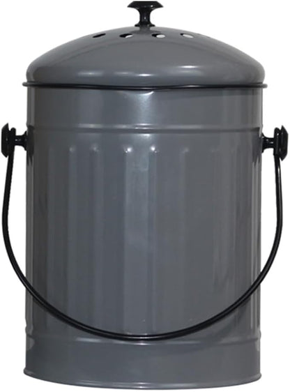 Markson Compost Bin with Airflow Lid and Charcoal Filter 1.5 Gallon Metal Gray