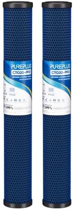 PUREPLUS 5 Micron 20" x 2.5" Whole House PFAS Removal Replacement Water Filter, Coconut Shell Activated Carbon Filter, Compatible with C1-20, EP-20, HX-CB-25-2010, F3WCB32,2PACK