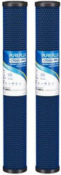 PUREPLUS 5 Micron 20" x 2.5" Whole House PFAS Removal Replacement Water Filter, Coconut Shell Activated Carbon Filter, Compatible with C1-20, EP-20, HX-CB-25-2010, F3WCB32,2PACK
