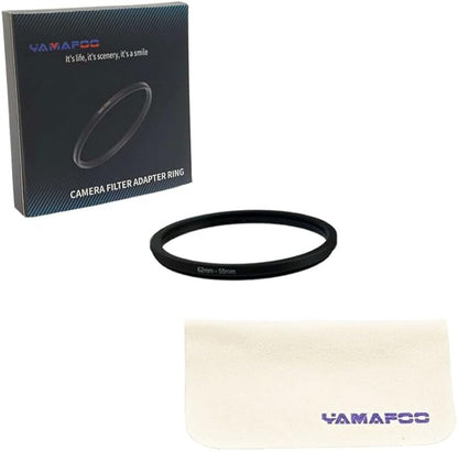 YAMAFOO 62mm to 58mm Step-Up Ring/Step Down Rings Filter Adapter for All Brands UV ND CPL Metal Ring Step-Up Rings Adapter Filter,Black (62-58)