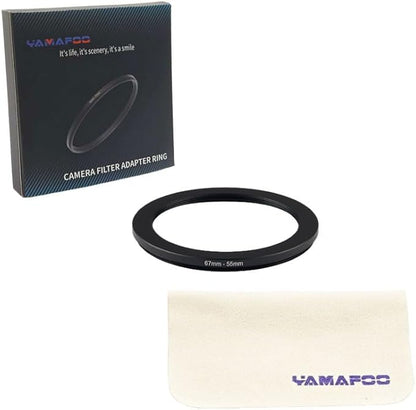 YAMAFOO 67mm to 55mm Step-Up Ring/Step Down Rings Filter Adapter for All Brands UV ND CPL Metal Ring Step-Up Rings Adapter Filter,Black (67-55)